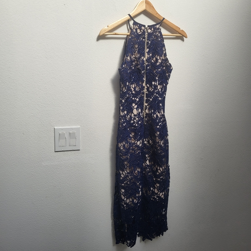 keepsake dress nude with royal blue knee length - Picture 4 of 11